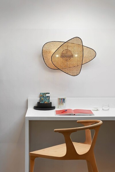 oceanpoint Doğal Bambu Dokulu Modern Aplik Bohem Tarz Duvar Aydınlatma Hazeran Detay Aplik Büyük Boy (45x60cm)