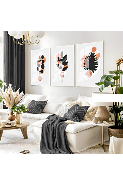 Harika bir ev Hari̇kabi̇rev | Gray-Orange Minimal Leaf Combination 01 | Frame...