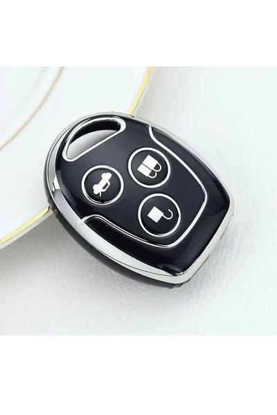 GMA KEYS Ford Lux Fiesta Mondeo Focus Transit Fusion 3 - Nano Key Case, Black Silver Silver Color