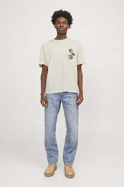 Jack & Jones Μπλουζάκι Jack&Jones Jordecal SS Crew Neck - Cream LN 12254175