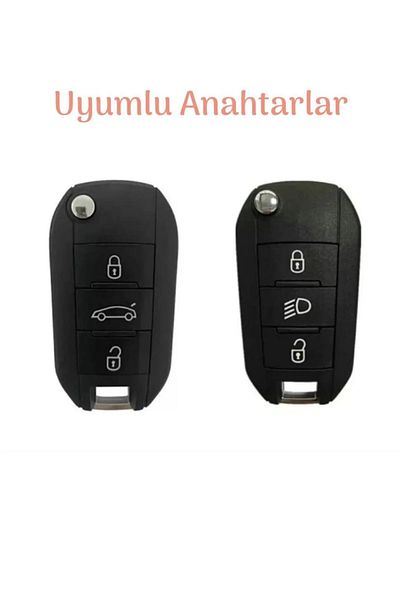 GMA KEYS Peugeot 3008 Rifter Citroen C4 Opel Combo - Nano Key Case with Switchblade Headlight, Black Silver Color
