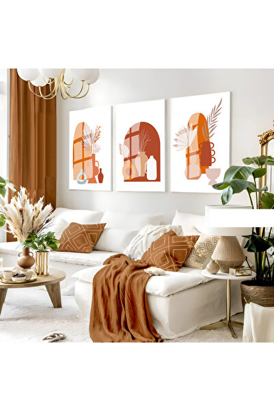 Harika bir ev Hari̇kabi̇rev | Orange Colors Bohemian Set | Framed Glass Table...