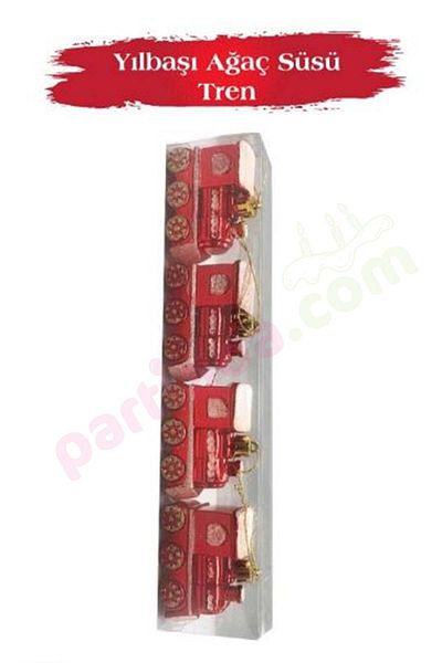 PARTİADA Christmas Tree Ornament Train 7X6 cm 4 Pieces