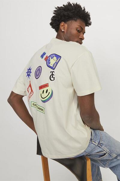 Jack & Jones Μπλουζάκι Jack&Jones Jordecal SS Crew Neck - Cream LN 12254175