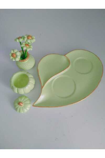 YıldızHanimModa Light Green Coffee Cupless Presentation Holder - Tea and Treat Set