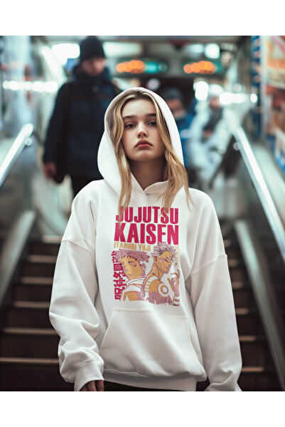 SEVBANO Jujutsu Kaisen Yuji Itadori unisex majica sa kapuljačom, široki kroj