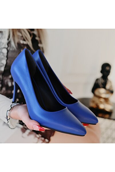 BESKAR Jilya Blue Skin Stiletto Shoes