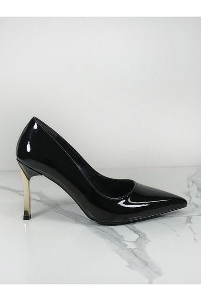 Everest Women's Black Patent Leather Heeled Shoes High Heel Stiletto Black 9 cm