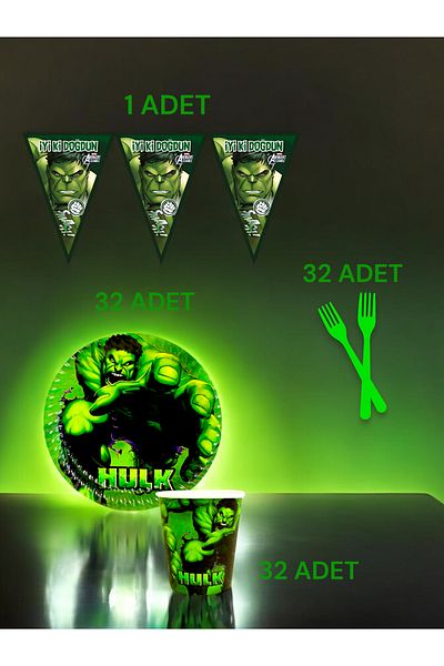 VibeHome Hulk Themed S Pack for 32 - Birthday Party and Fun Events