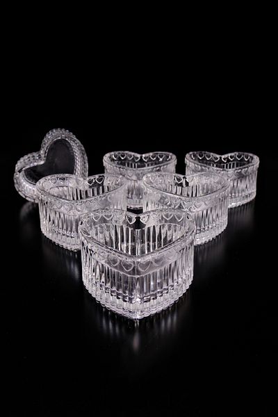 ORTAKÖY CENNETİ Surıyana 6-Piece Heart Model Glass and Turkish Delight Set - C1-1-276
