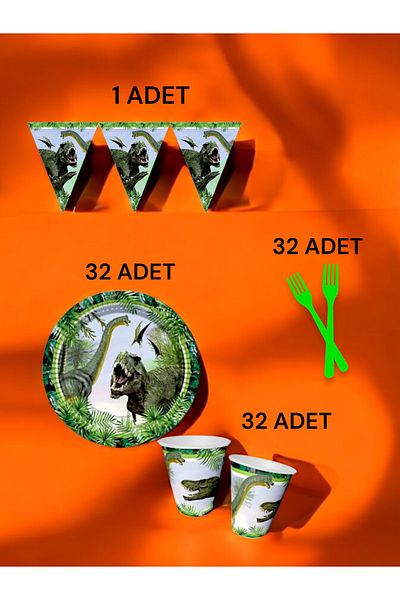VibeHome Dinosaur Themed S Pack for 32 - Birthday Party and Fun Events