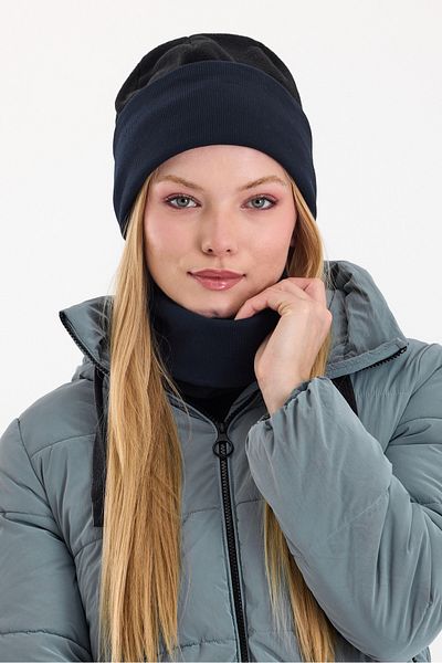 Butikgiz Hünkar Sytle, Double Color Double Layer Foldable Soft Women's Beanie Neck Collar Suit