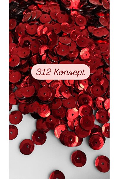 312 KONSEPT طبق حي أحمر 20 جرام - باجيت، زجاج شبكي، كتابة، تطريز، شبشب إيبوكسي، مقياس هواية منديل