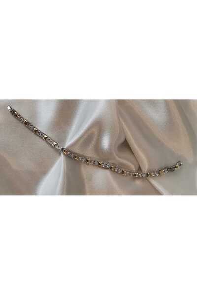 Ebijuteri Zirkon Taş Detaylı Paslanmaz Kararmaz Çelik Bileklik