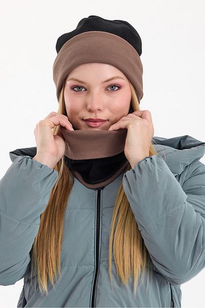 Butikgiz Hünkar Sytle, Double Color Double Layer Foldable Soft Women's Beanie Neck Collar Suit
