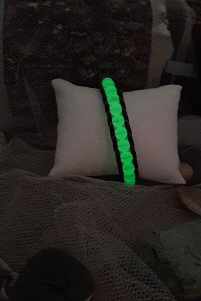 Berceste Takı Unisex Neon Fosforlu Taş Deri Çelik Doğaltaş Bileklik