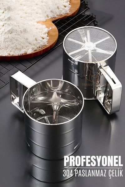 Transformacion 304 Stainless Steel Flour Sieve - Nishasta Cocoa Flour Dispenser, 721083