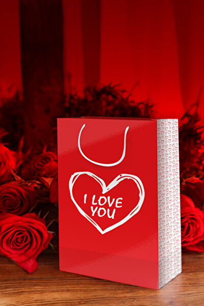 Genel Markalar Karton Çanta 5’li Love Yeni Yıl Kutlama Sevgililer Günü Özel Günler Aşk Sevgiliye Hediye Poşeti