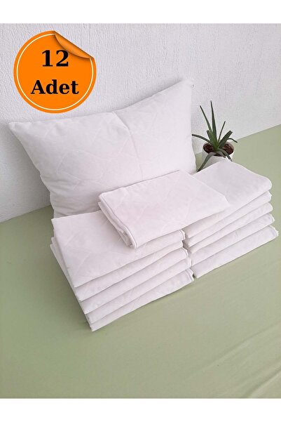 Mef Collection 12'li Otel Yastık Koruyucu Alez Beyaz 50x70 | Kapitoneli Fermu...