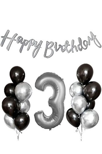DÜVENCİ TİCARET Siyah gümüş lateks yaş balon seti