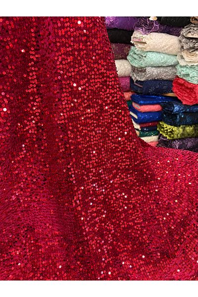 MEKİK MANİFATURA Red Pullu Velvet Fabric