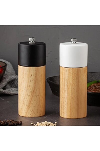 VANCKEY مجموعة من قطعتين مقاس 16 سم - رف توابل من خشب البلوط، مطحنة فلفل وملح...