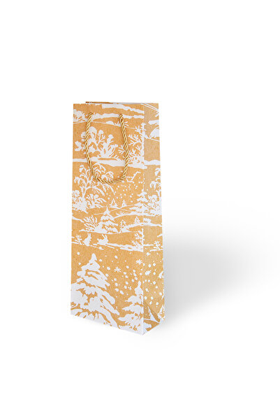 Party Country 1 قطعة 12x35 حقيبة كرتون فاخرة مطبوعة برقائق معدنية -رأس السنة الجديدة-منظر ثلجي