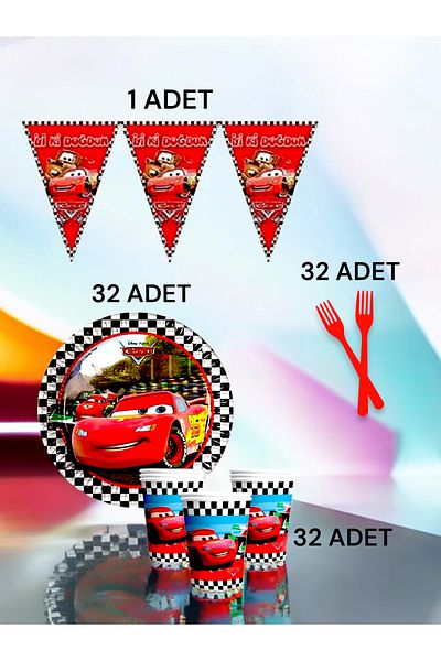 VibeHome 32 Person Cars Themed S Pack - Birthday Party and Fun Events