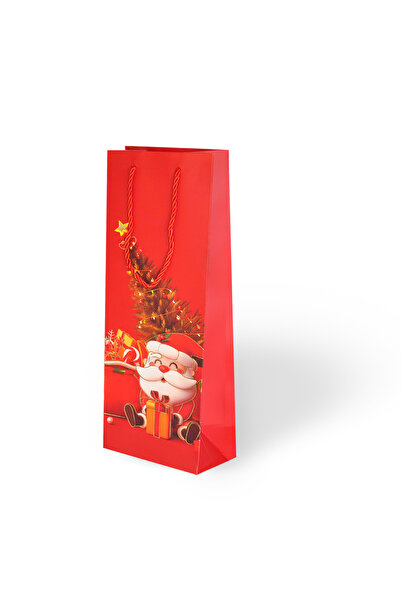Party Country 1 قطعة 12x35 حقيبة كرتون فاخرة مطبوعة برقائق معدنية - عيد الميلاد - سانتا كلوز
