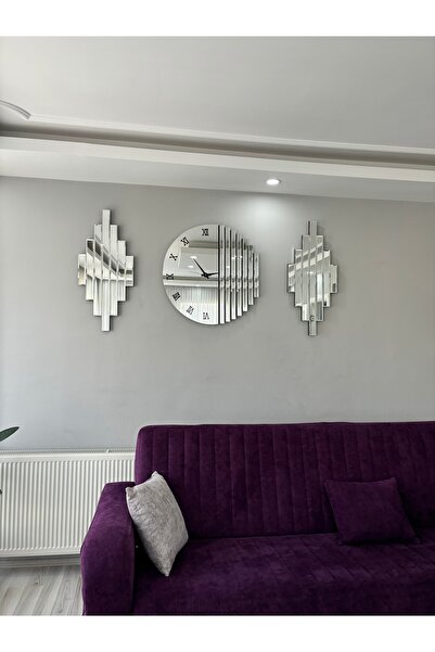 PAŞABAHÇE CAM Ay saat seti gümüş