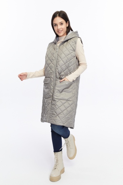 sehatex Women's Zipper Detailed Long Quilted Vest