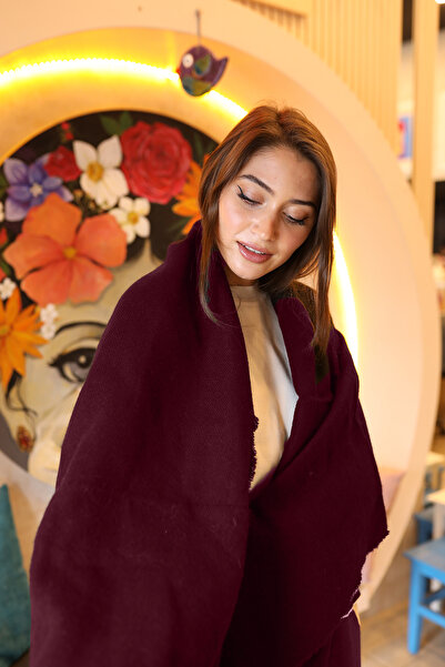 sema aksesuar وشاح كتف سميك وناعم ذو ملمس ناعم بمقاس 70X180 سم 1206 بوردو