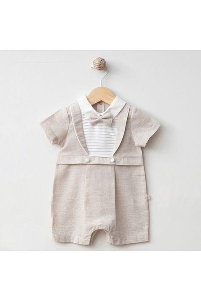 Mymio Linen Fabric Baby Boy Jumpsuit Barbatöz (3-6-9-12 Months)