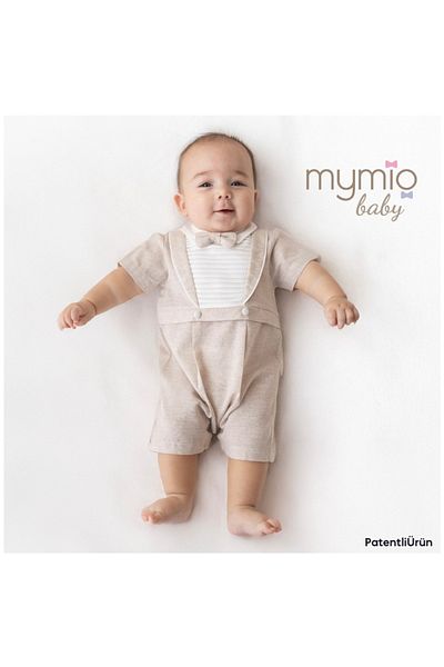 Mymio Linen Fabric Baby Boy Jumpsuit Barbatöz (3-6-9-12 Months)