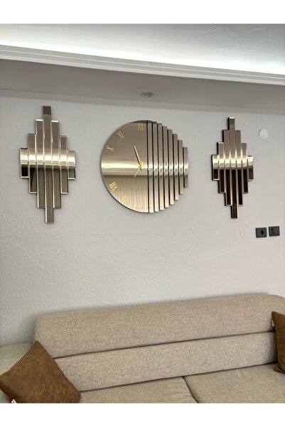 PAŞABAHÇE CAM Ay saat seti bronz