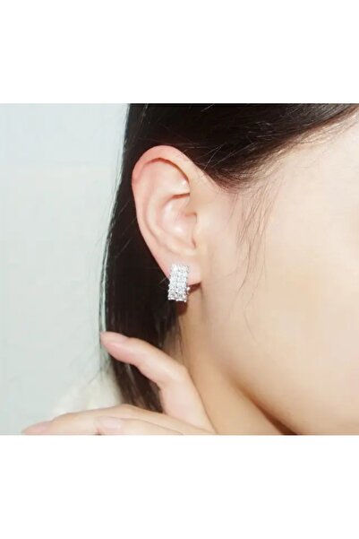 reyselstyle ZİRKON  BAGET TAŞLI LÜKS ÇELİK KÜPE