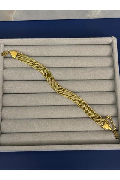 Idarosa Concept Altın Rengi Hasır Örgü Çelik Bileklik KARARMAZ