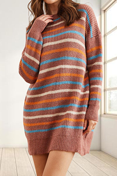 MILANOFOX Renkli Yumuşak Dokulu Triko Tunik Elbise