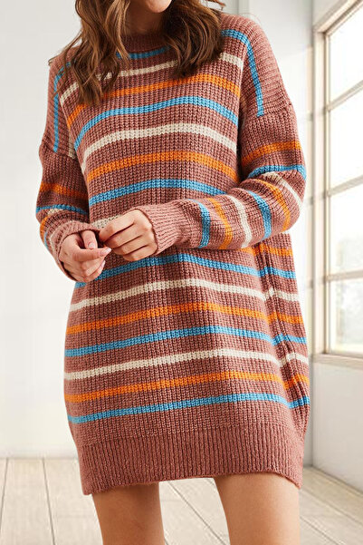 MILANOFOX Renkli Yumuşak Dokulu Triko Tunik Elbise