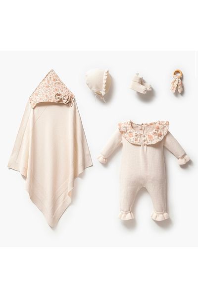 Nipperland 100% Natural Cotton Yarn Knitwear Baby Girl Hospital Release Newborn Set (0-3 Months)
