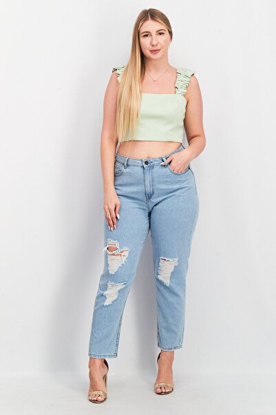 Forever New Women Square Neck Sleeveless Solid Crop Top, Mint Green