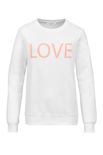 Tchibo Women Crew Neck Graphic Long Sleeve Sweatshirt, White
