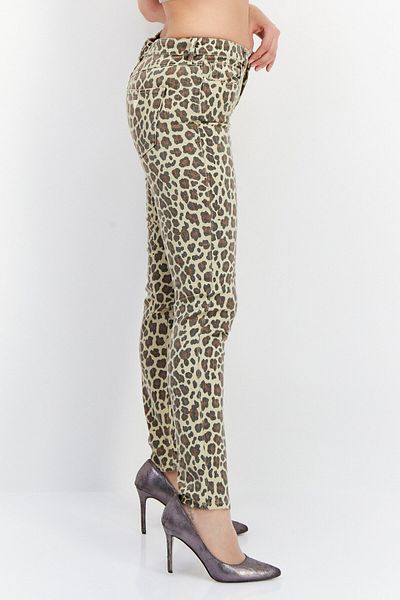 Guess Women Regular Fit Animal Print Skinny Pants, Beige Combo
