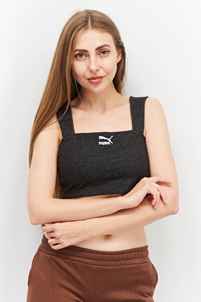 Puma Women Embroidered Logo Non-Padded Sports Bra, Black