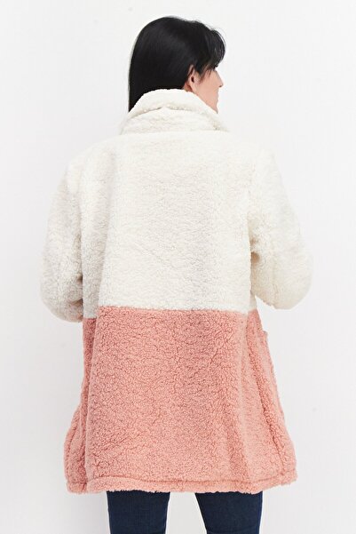 French Connection Women Two Tone Faux Fur Jacket, Beige