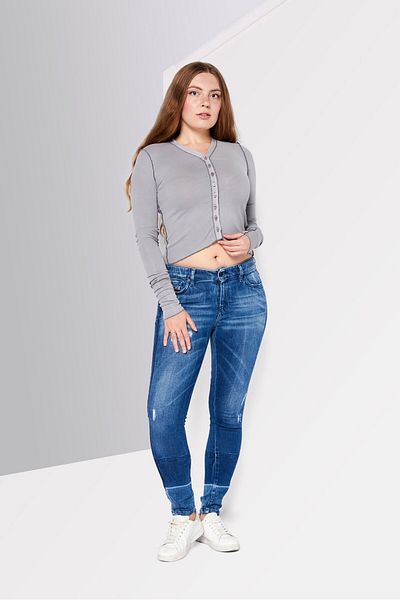 Diesel Women V-neck Long Sleeves Ribbed Top, Grey