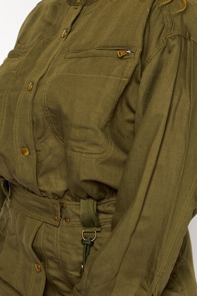 Diesel Women Solid Shirt Dress, Olive