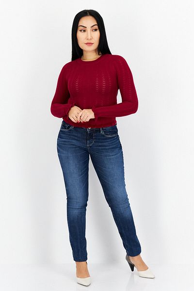 Guess Women Anti Fit Solid Non Stretchable Denim Jeans, Blue