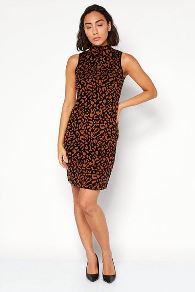 T Tahari Women Printed Mini Dress, Brown