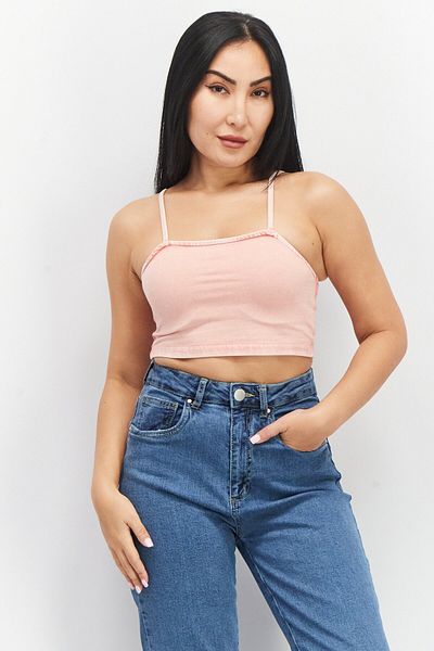 Chelsea Peers Women Square Neck Sleeveless Washed Crop Top, Pink